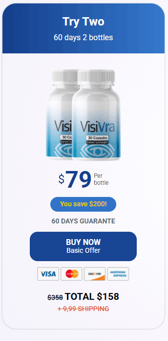 VISIVRA 2 bottle package for 60-day vision support, eye health protection, and clearer daily visual performance