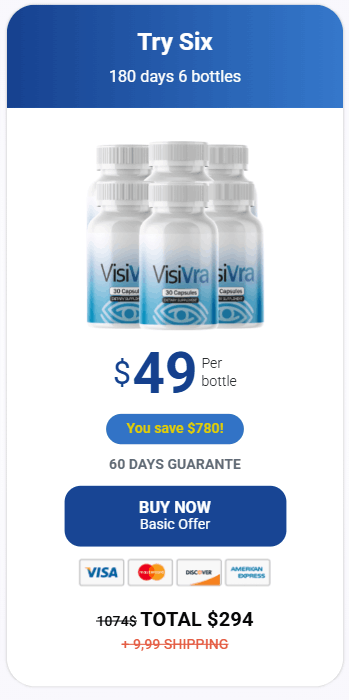 VISIVRA 6 bottle bundle for 180-day vision support, eye health protection, and long-term visual clarity